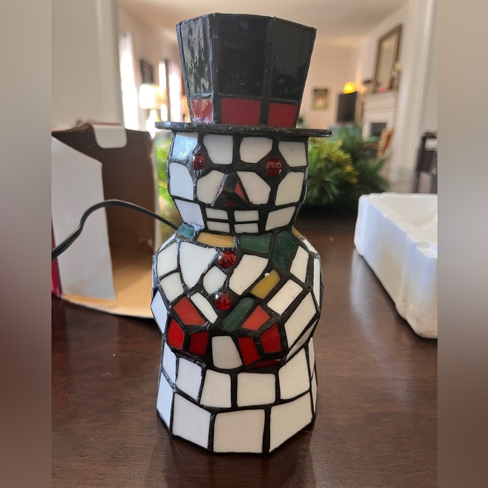 Stained Glass Snowman Holiday Light